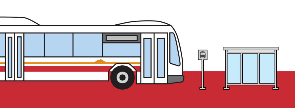 Graphic of a County Connection bus at a bus stop.