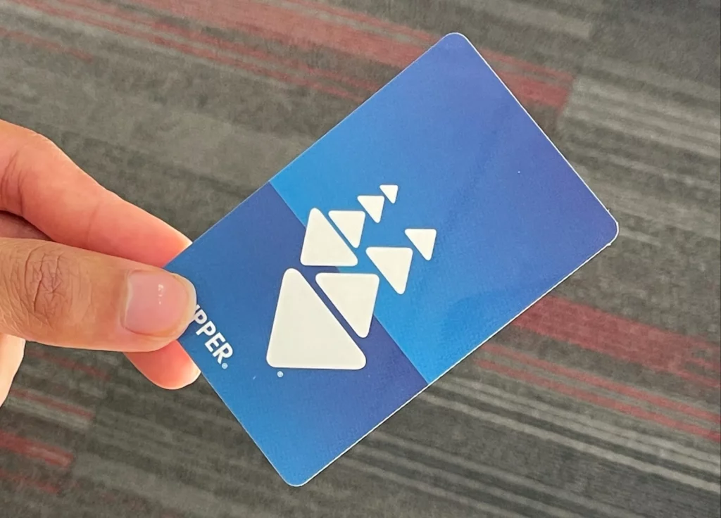 Image of a hand holding a Clipper Card